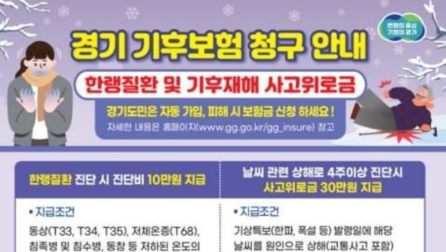 "빙판길에 미끄러져 다치셨다면 경기 기후보험 청구하세요" 한파 속 지급 증가