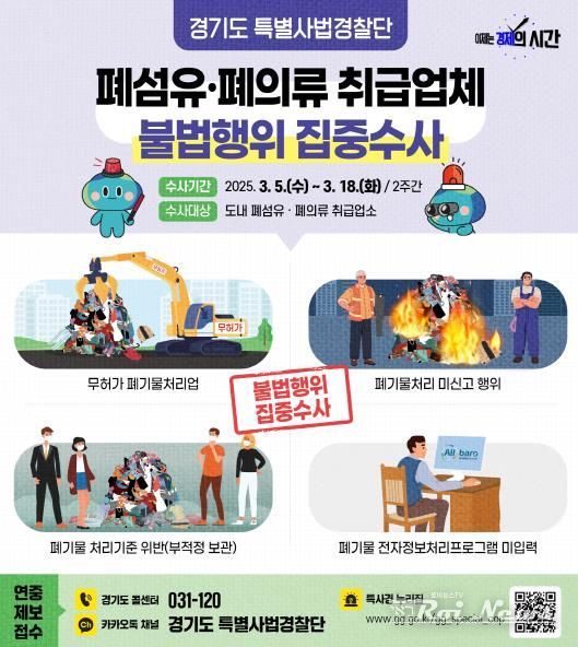 경기도 특사경, 폐섬유·폐의류 무단소각 등 불법행위 집중 수사