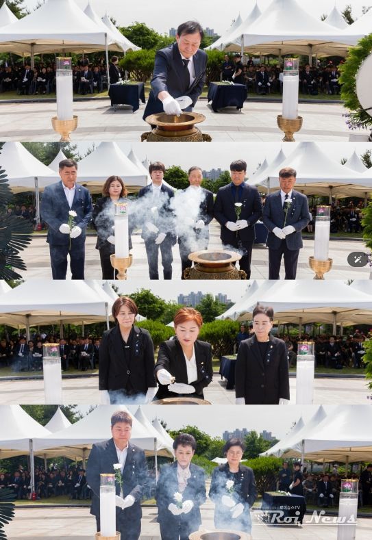 안산시의회 의원들이 6일 단원구 원곡공원 내 현충탑에서 열린 ‘제70회 현충일 추념식’에 참석해 순국선열의 넋을 기렸다.