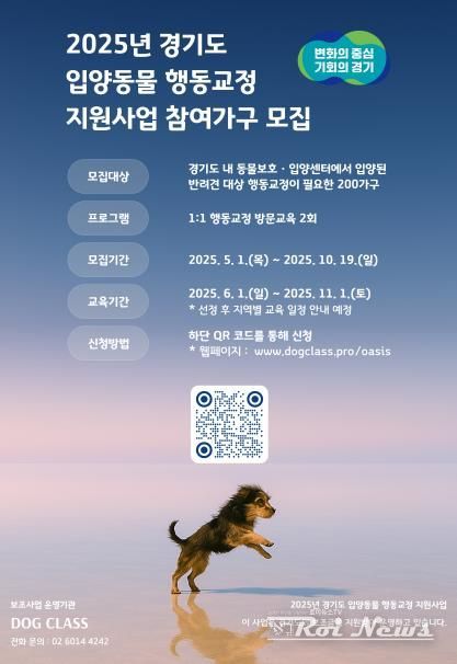 입양동물 행동교정 지원사업 참여가구 모집