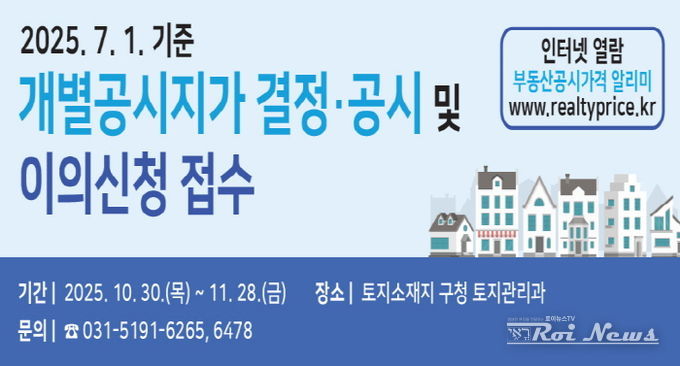 수원시 권선구, 7월 1일 기준 개별공시지가 결정·공시 및 이의신청 접수 시작