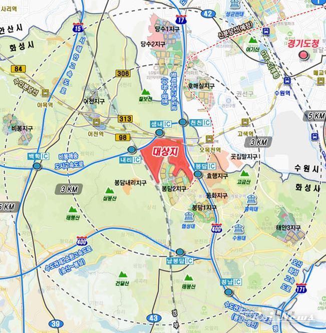 봉담3공공주택지구 위치도